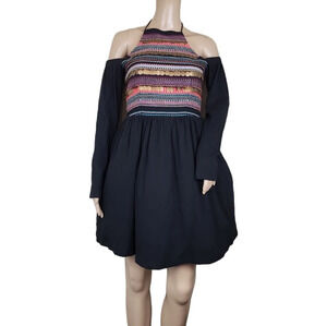 Asos Halter Coins Beaded Cold Shoulder Dress